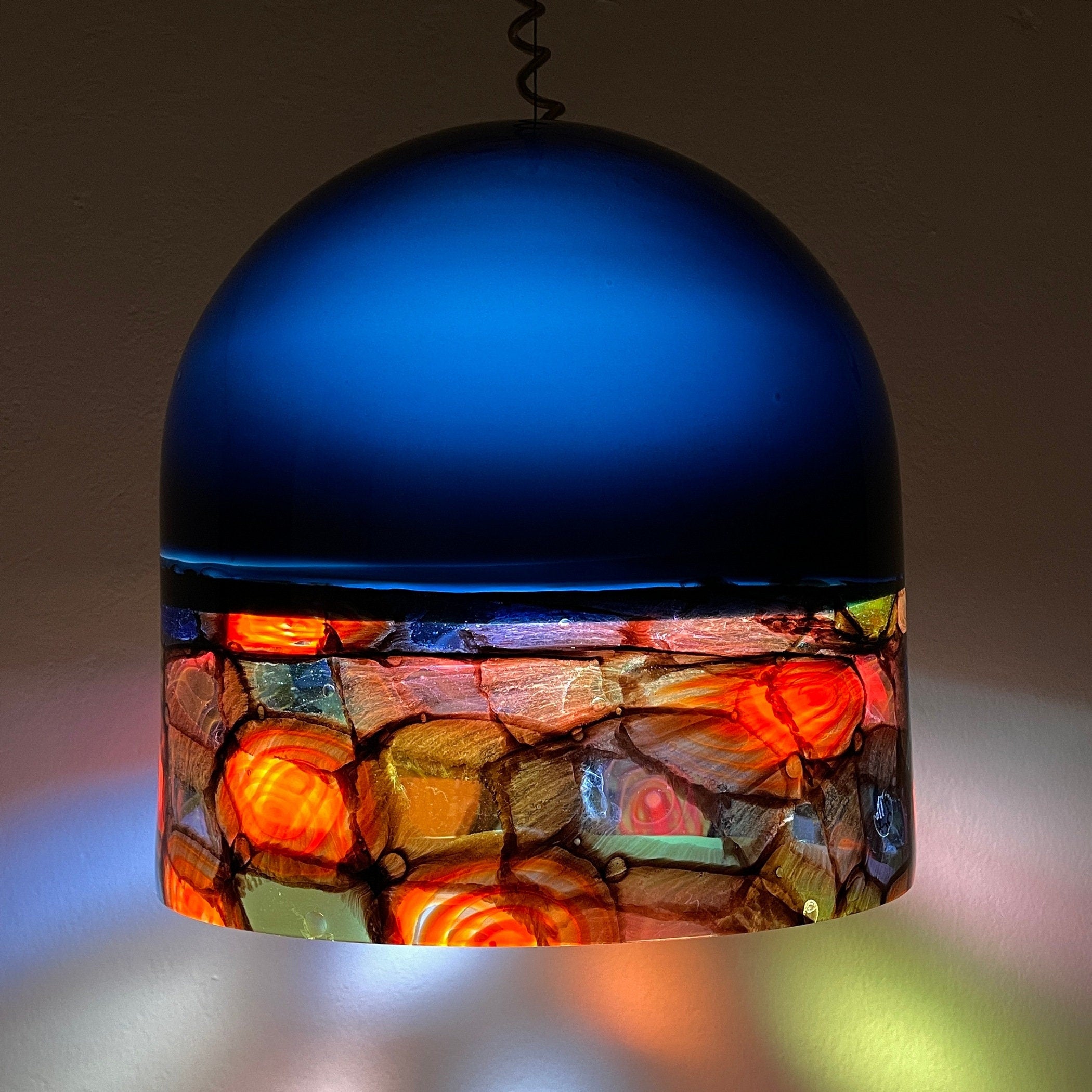 Vintage Murano Glass Pendant Lamp by Toso & Massari for Leucos, 1971