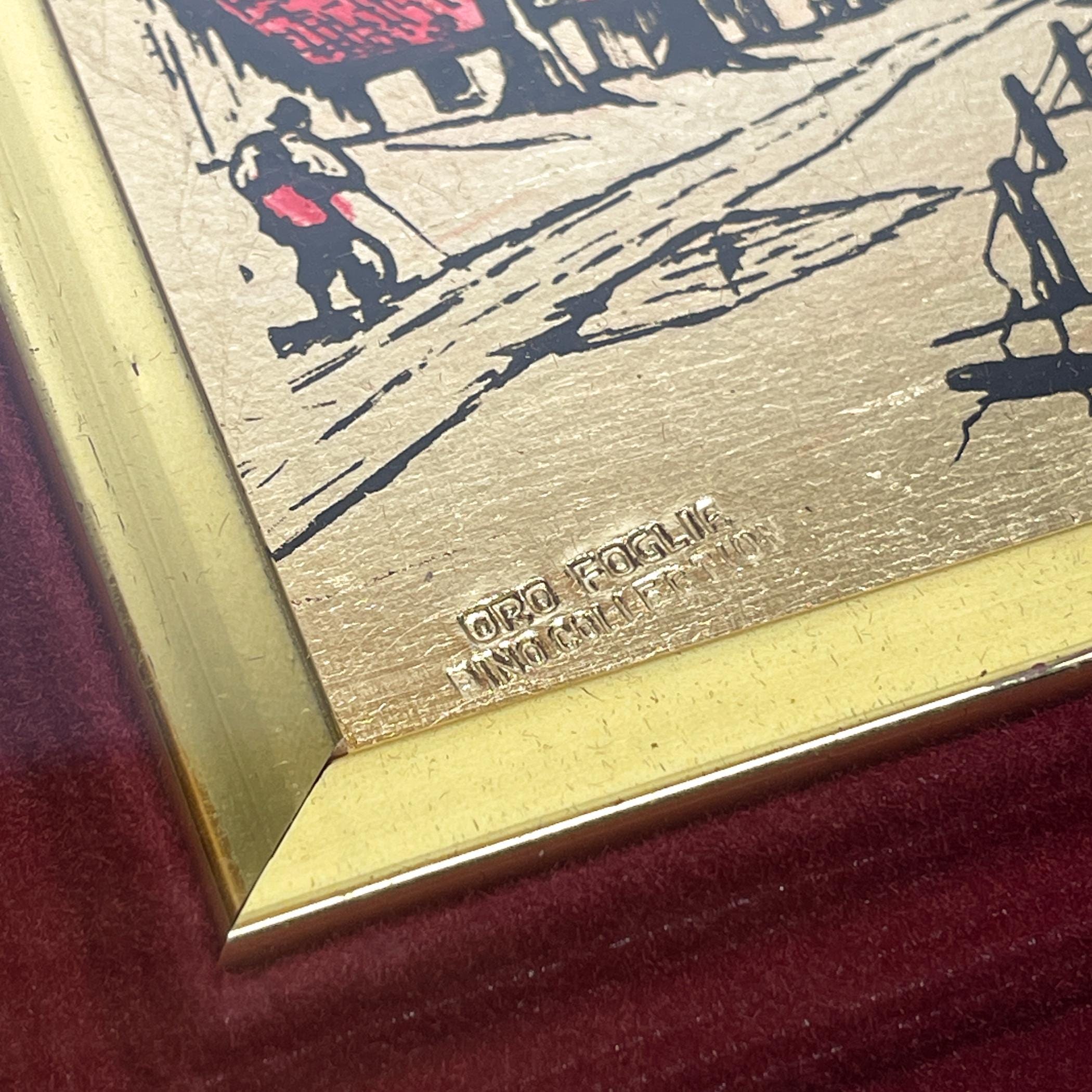 Original Gold leaf 23K engraving Pines Collection by A. Carullo, Italy, 1980s, Vintage home decor