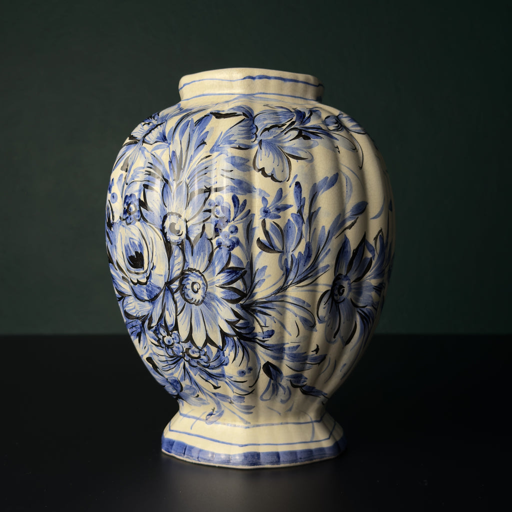 Vintage Blue Ceramic Vase by Bassano, Italy 1970s