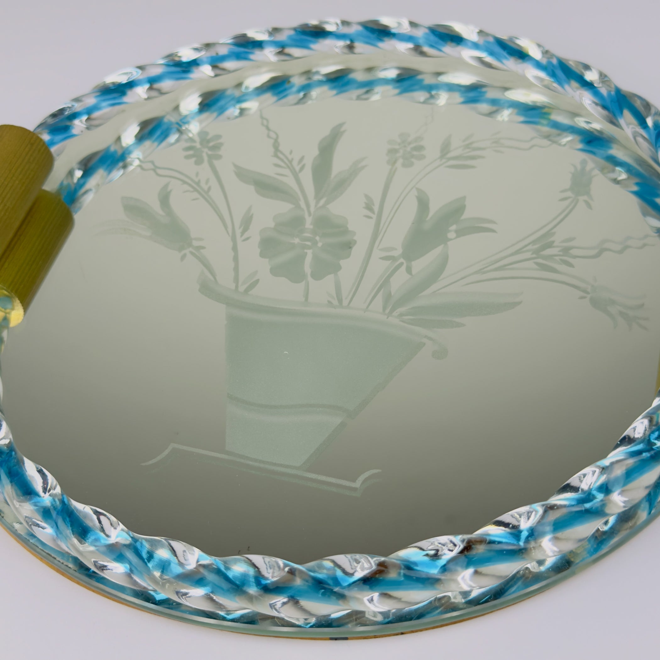 Vintage Venetian glass Mirror Tray, Italy 1950s