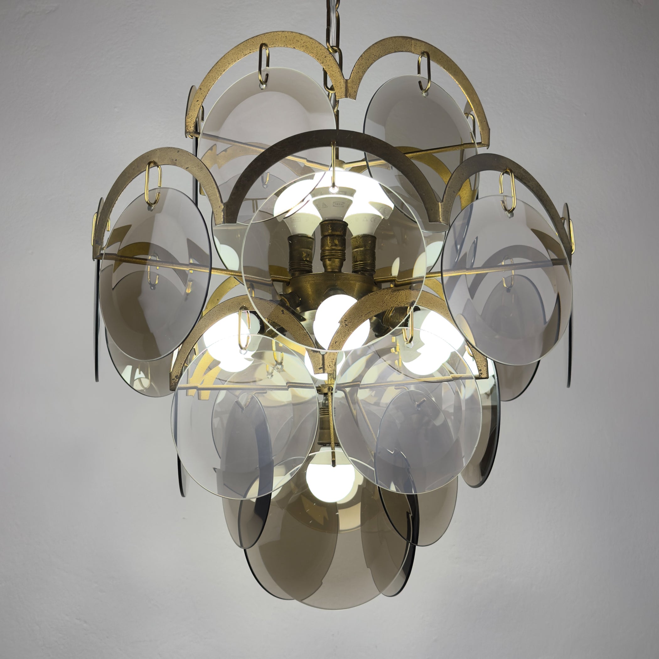 Smoked Murano chandelier by Gino Vistosi, Italy 1970s