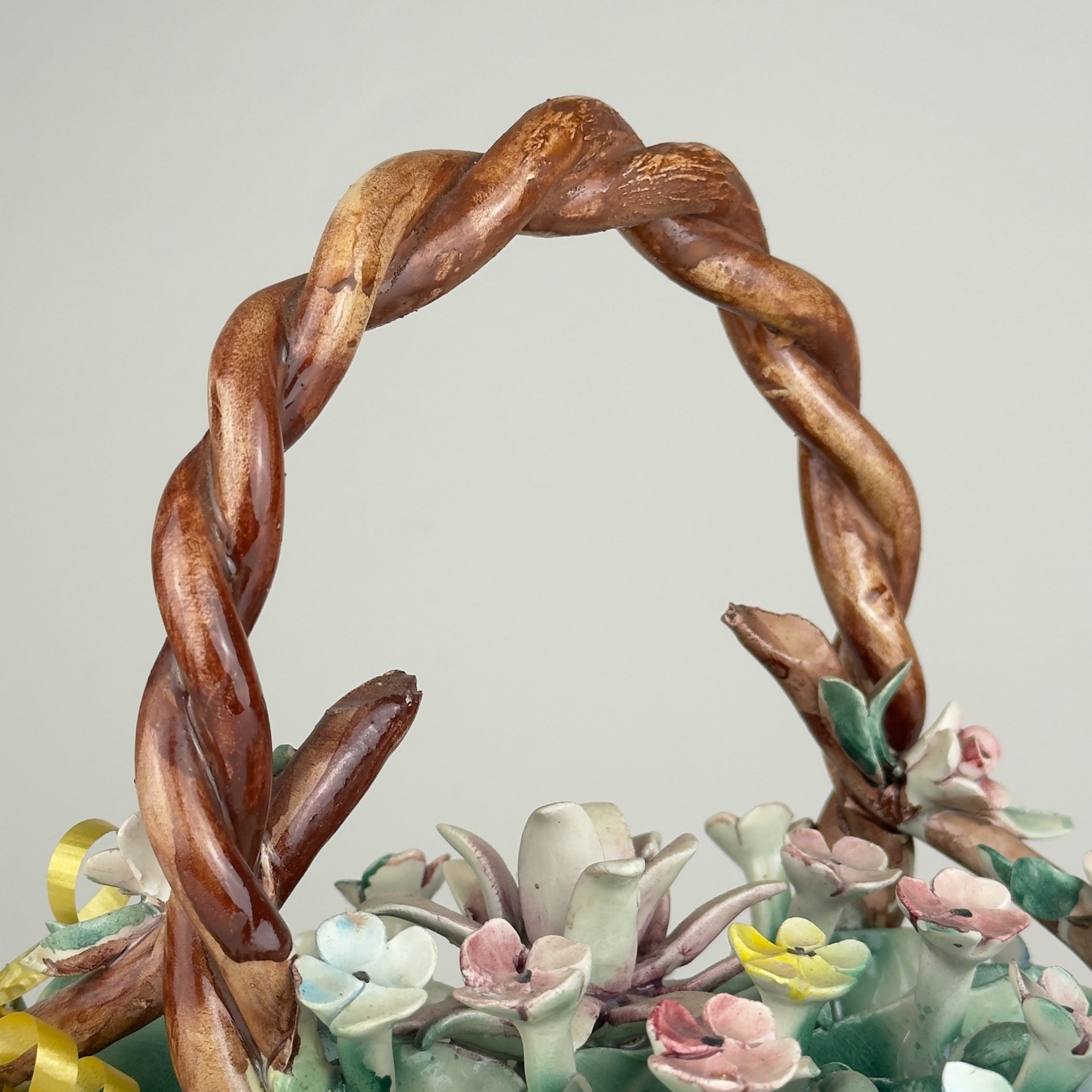 Vintage Capodimonte Ceramic Flower Basket, Italy 1960s