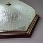 Vintage ice murano glass ceiling lamp Italy 1980s Flush Mount Light