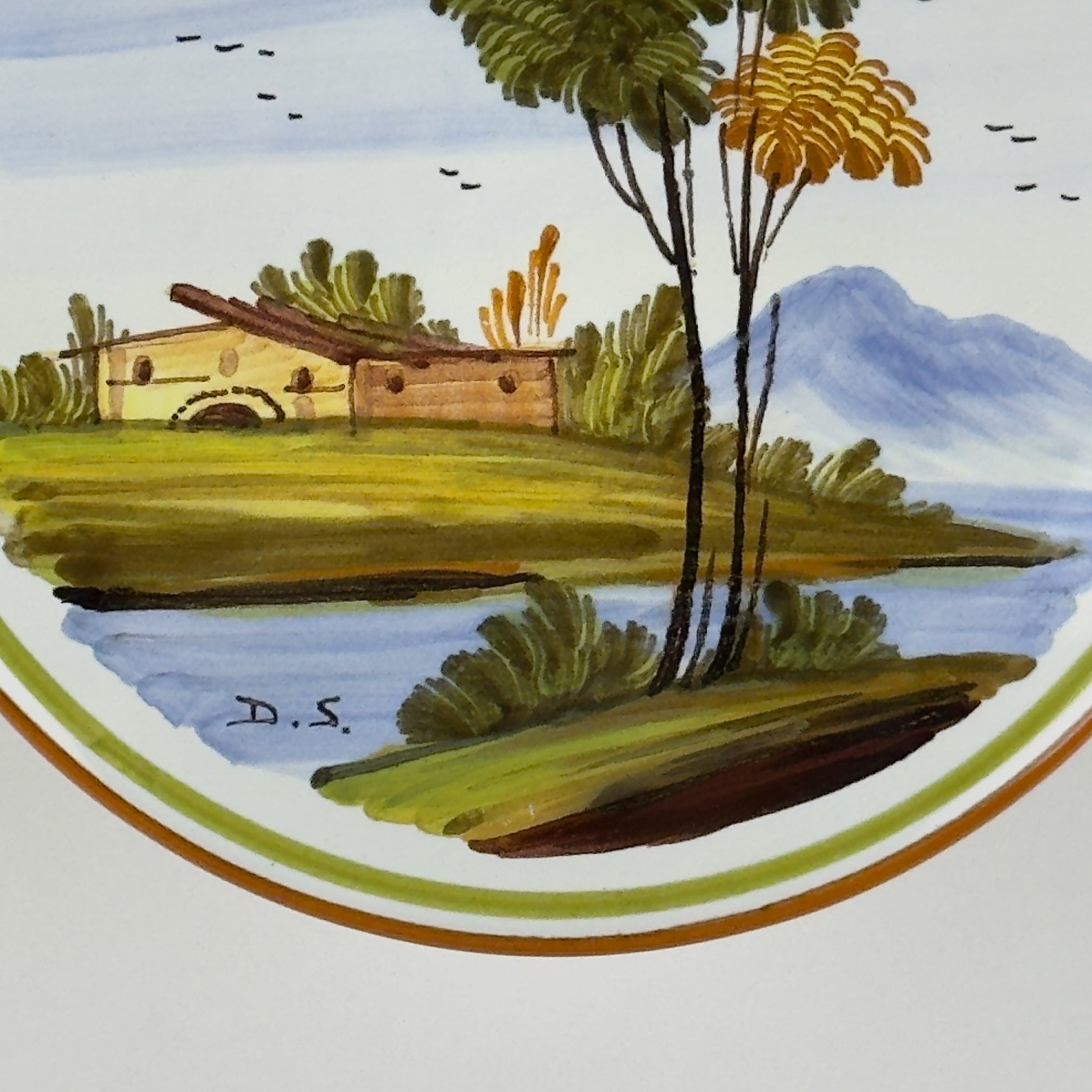 Vintage hand painted round trinket box by manufacture Di Stefano, Italy, late 20th Century