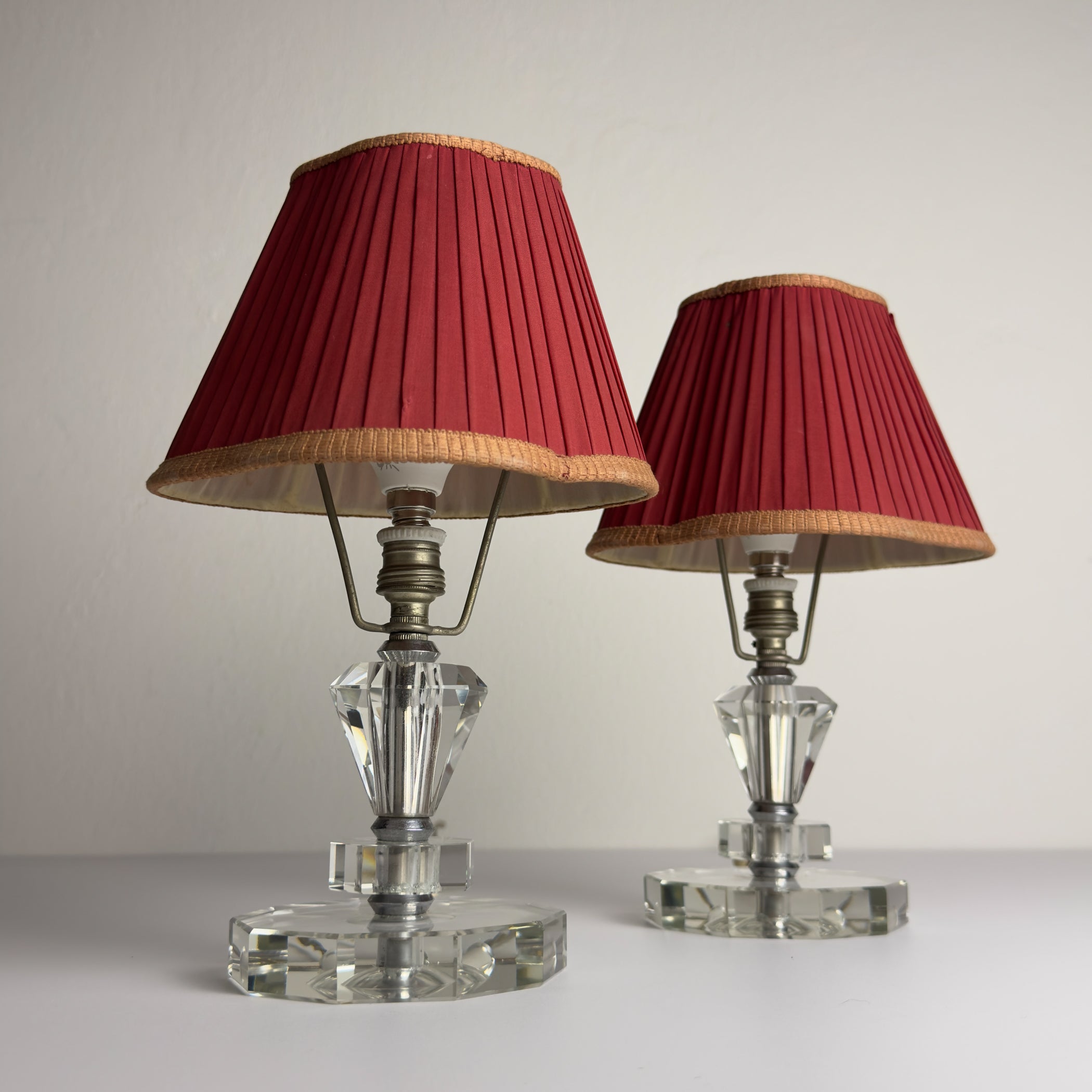 Vintage glasses table lamps, Set of 2, Italy 1950s