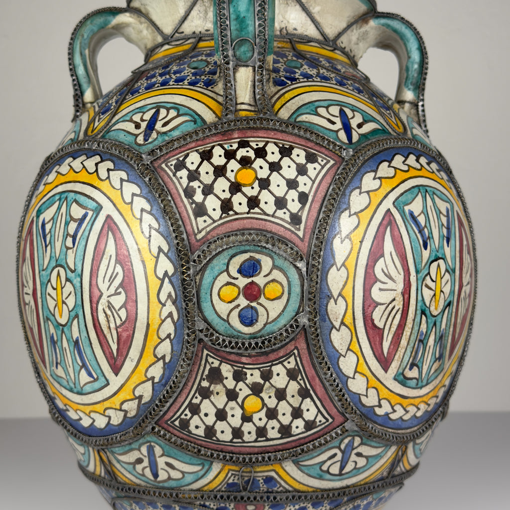 Vintage Moroccan Palatial Pottery Vase, Morocco 1930-50ss