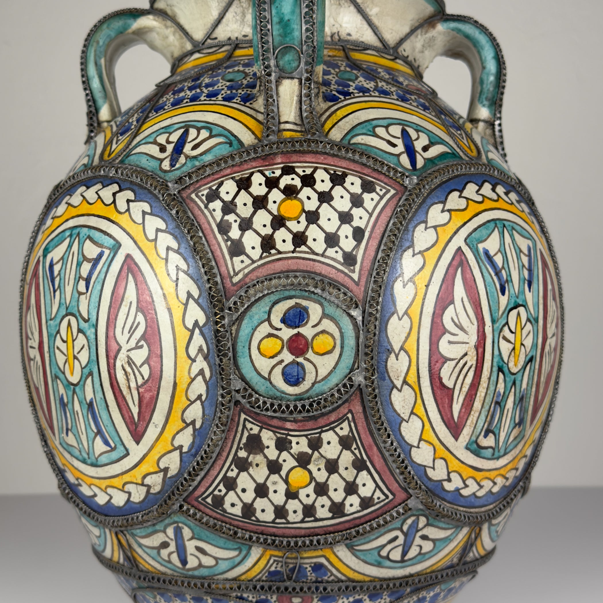Vintage Moroccan Palatial Pottery Vase, Morocco 1930-50ss