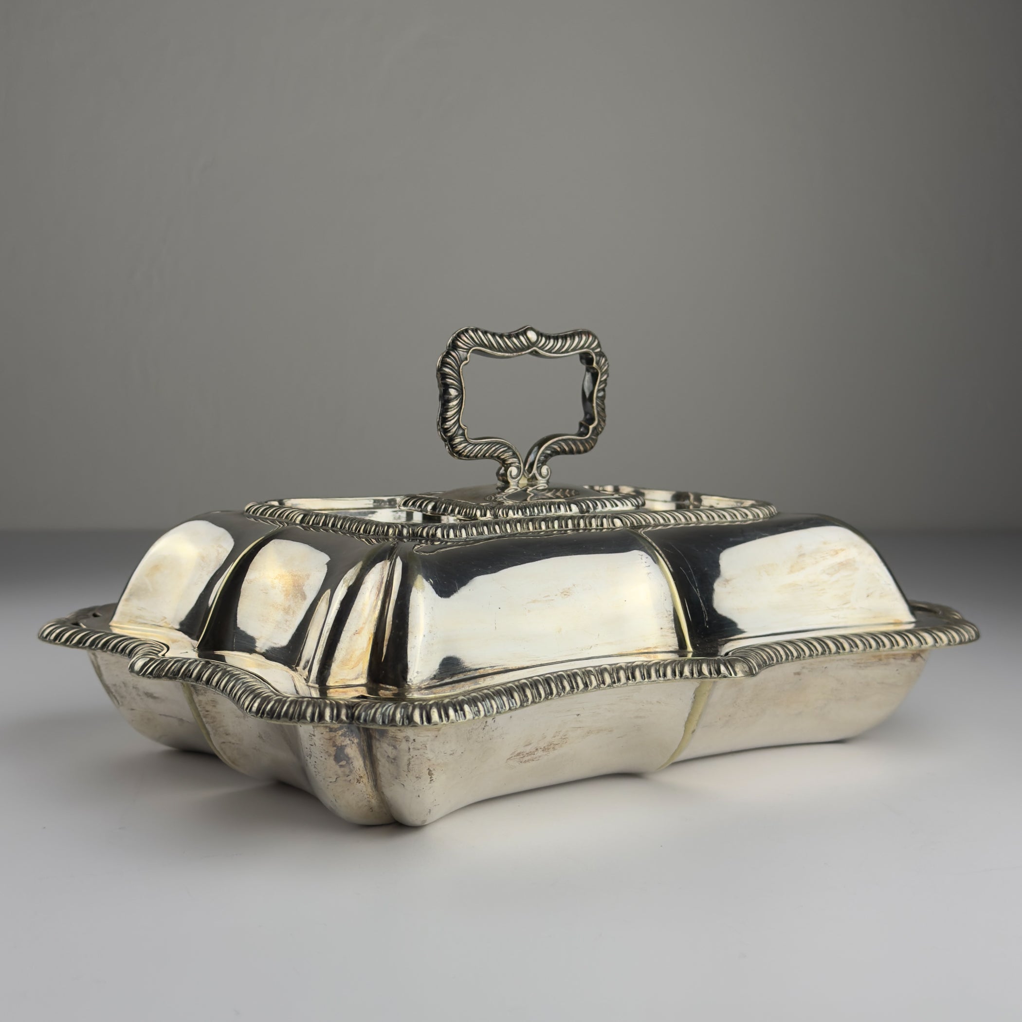 Antique Silver Plated Sheffield Serving Dish And Cover, England, early 20th century