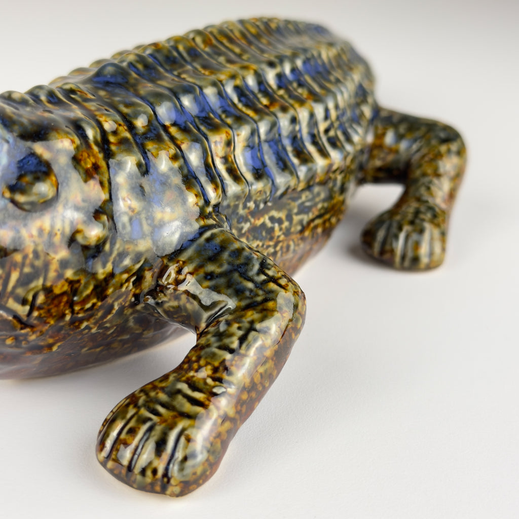 Vintage ceramic sculpture of Crocodile from Bassano, Italy 1980s
