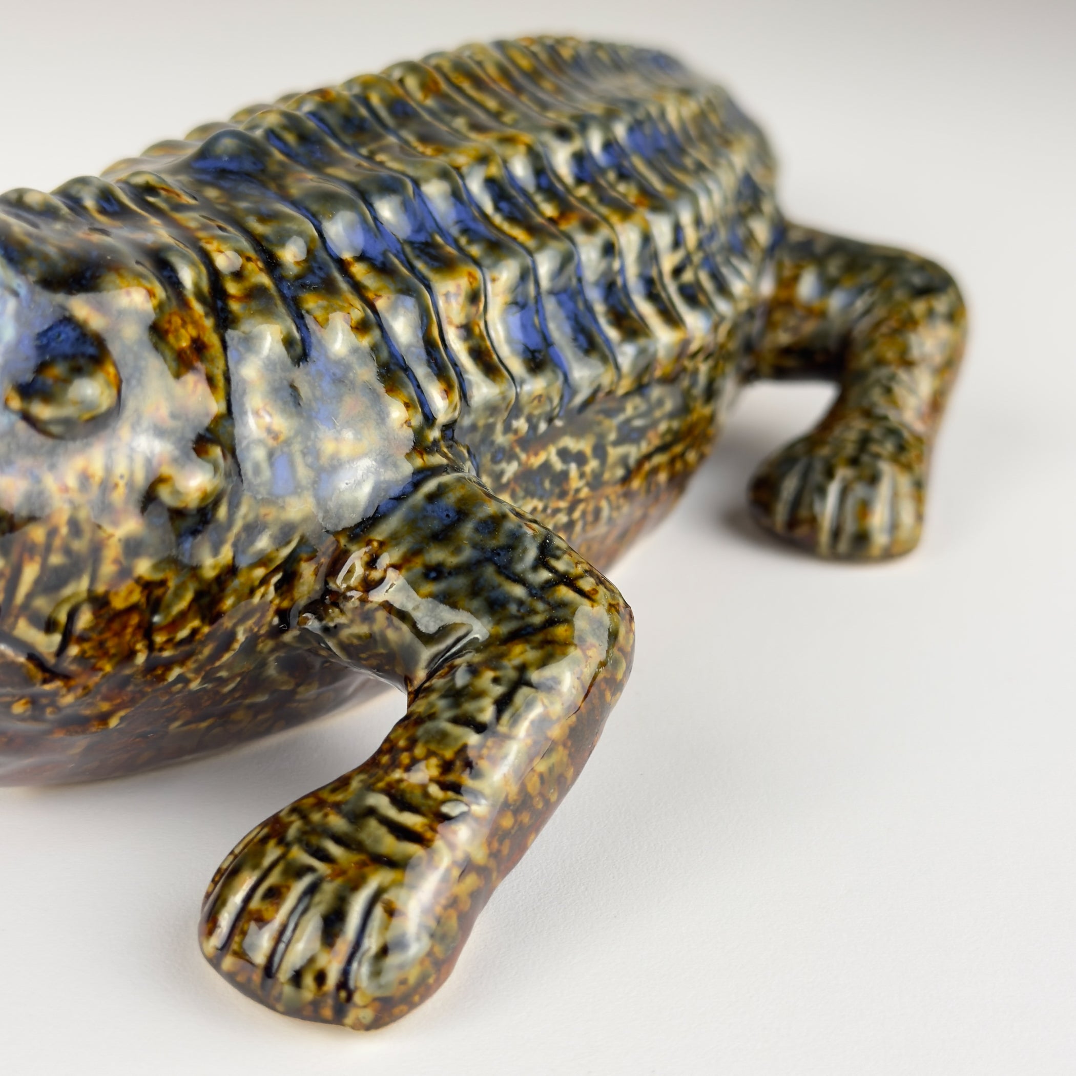 Vintage ceramic sculpture of Crocodile from Bassano, Italy 1980s
