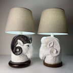 Vintage table lamps Ram Head, Italy 1970s Set of 2
