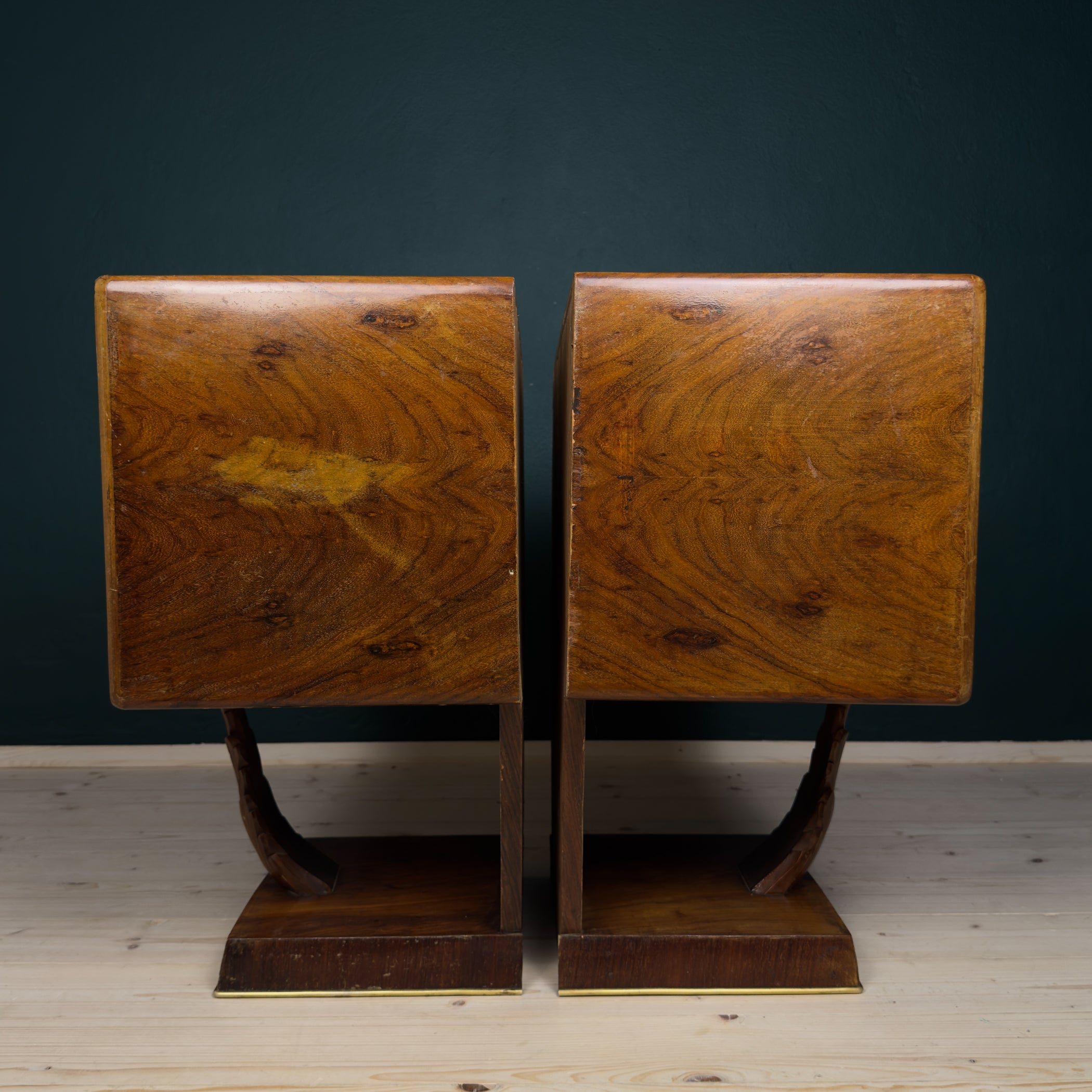 Vintage wood nightstands, Italy 1950s, Set of 2