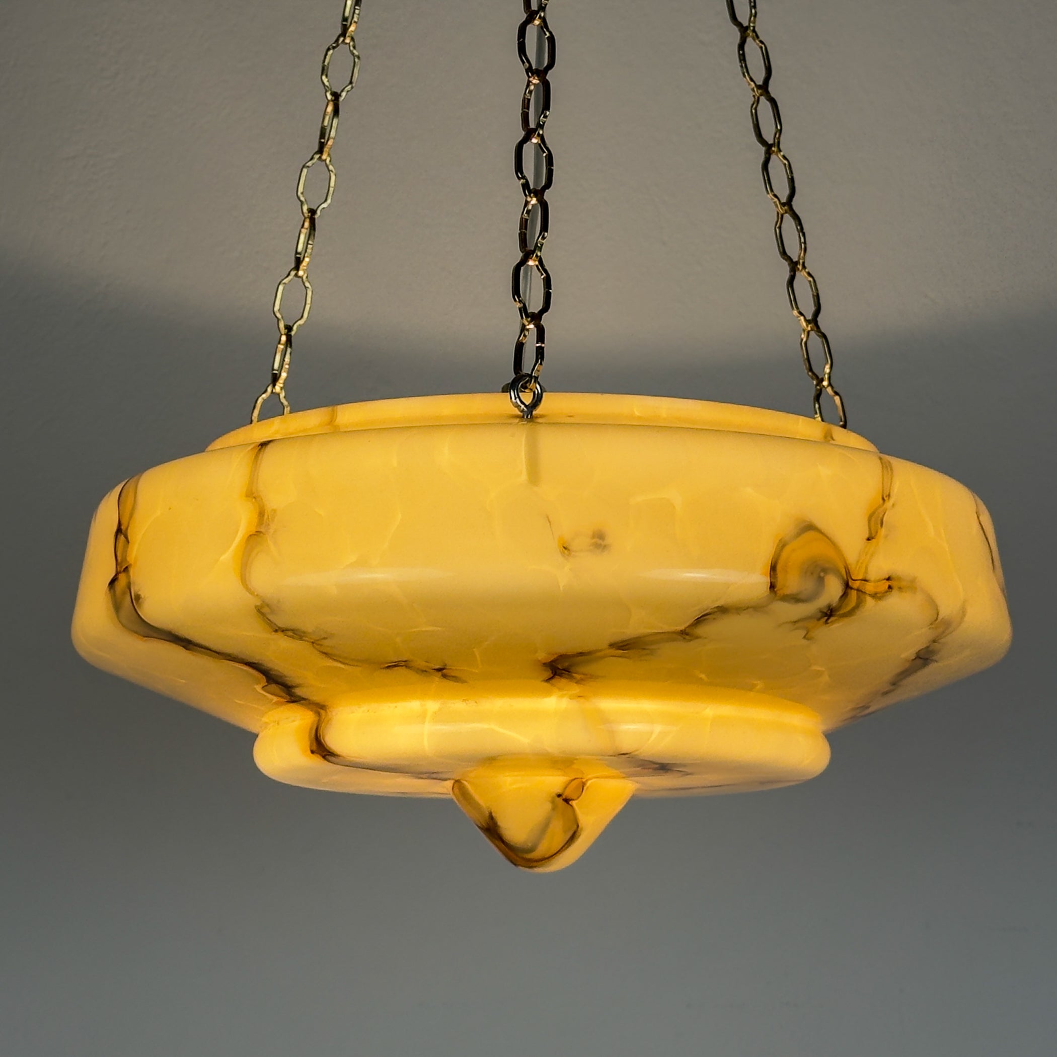 Art Deco yellow glass pendant lamp, Italy 1930s
