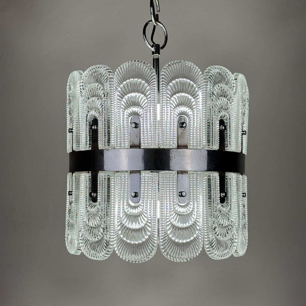 Vintage large crystal chandelier by Kaiser Leuchten, Germany 1960s