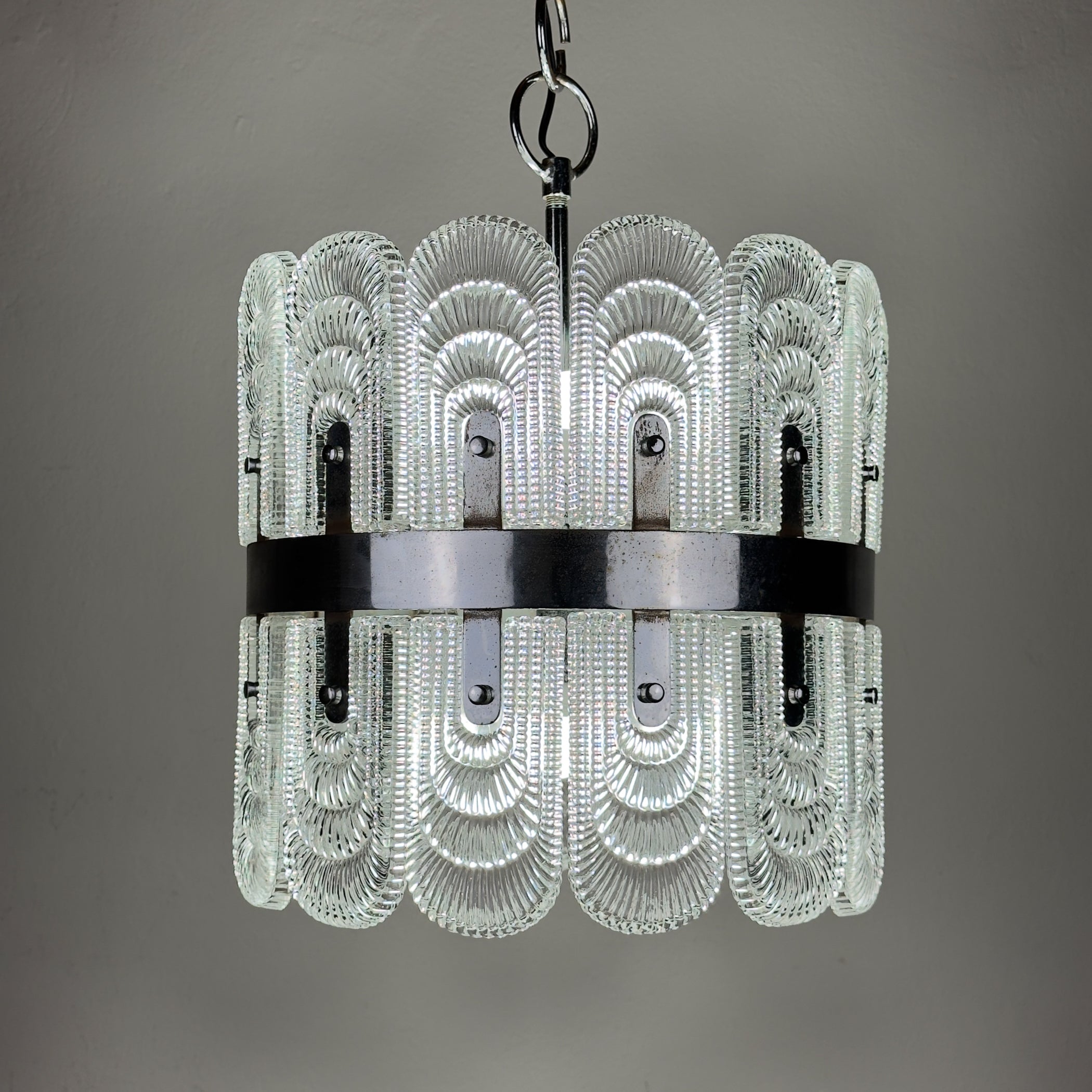 Vintage large crystal chandelier by Kaiser Leuchten, Germany 1960s