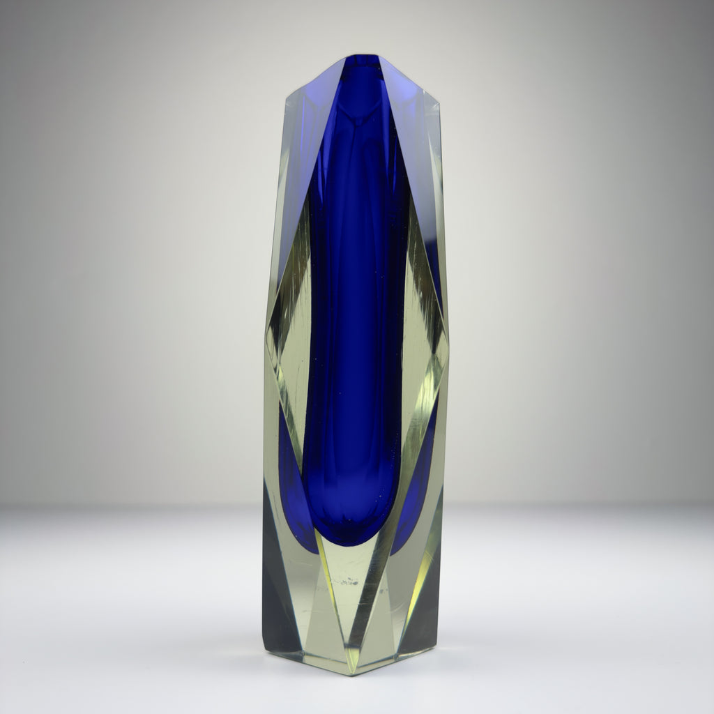 Vintage sommerso blue Murano vase, Italy 1970s