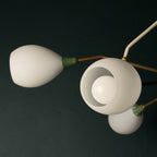 Mid-Century Stilnovo chandelier with Opaline Glass, Italy 1960s