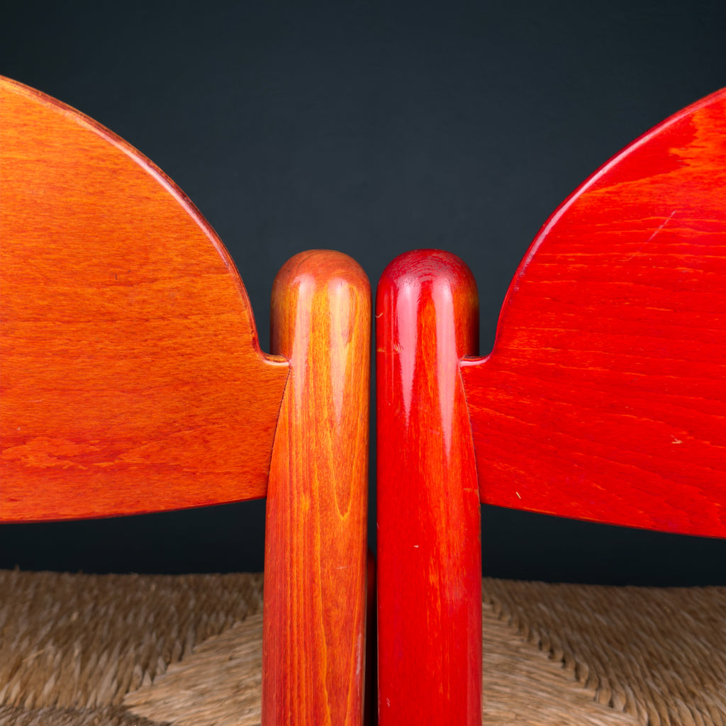 Set Of 2 Red Chairs mod. Padova By Hank Lowenstein, Italy 1970s