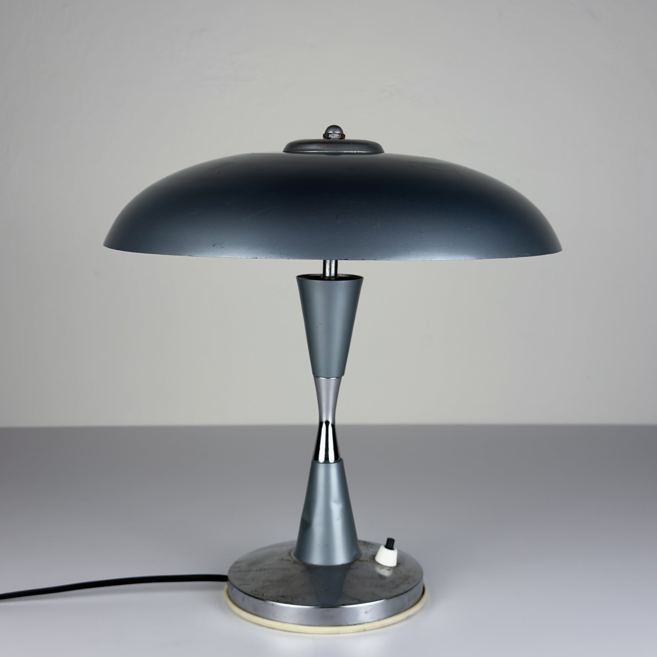 Grey industrial metal desk lamp Italy, 1960s