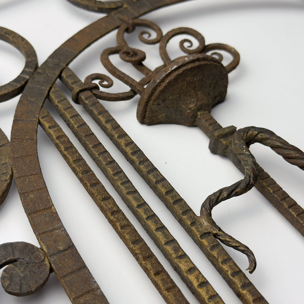 Antique wall decorative panel of wrought iron, Italy 1920s