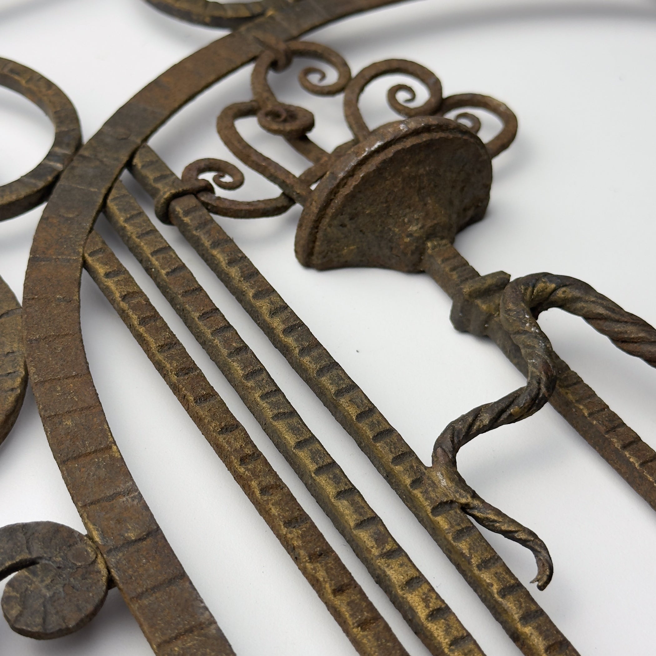Antique wall decorative panel of wrought iron, Italy 1920s