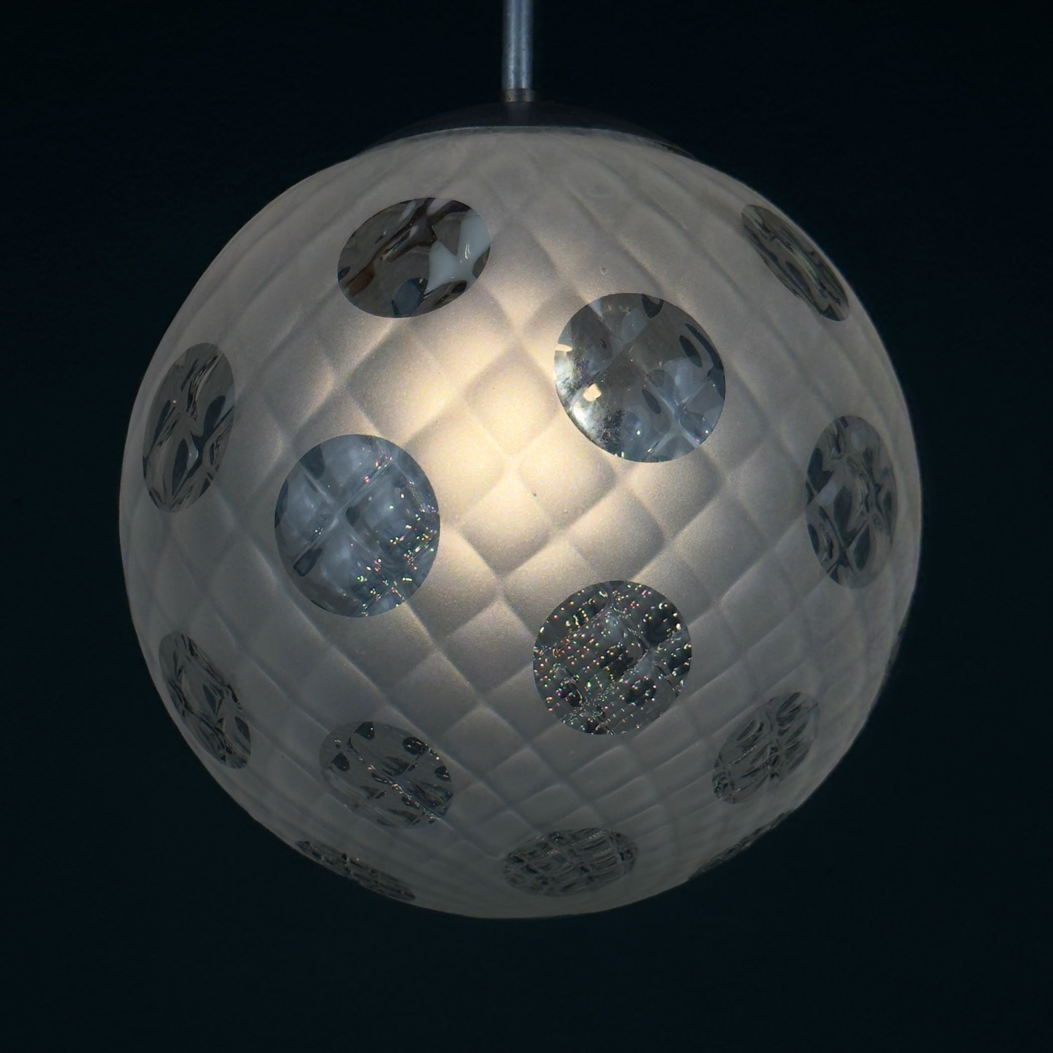 Vintage murano sphere ball pendant lamp Italy 1950s, Mid-century italian lighting