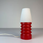 Mid-century small wood and glass table lamp, Italy 1970s