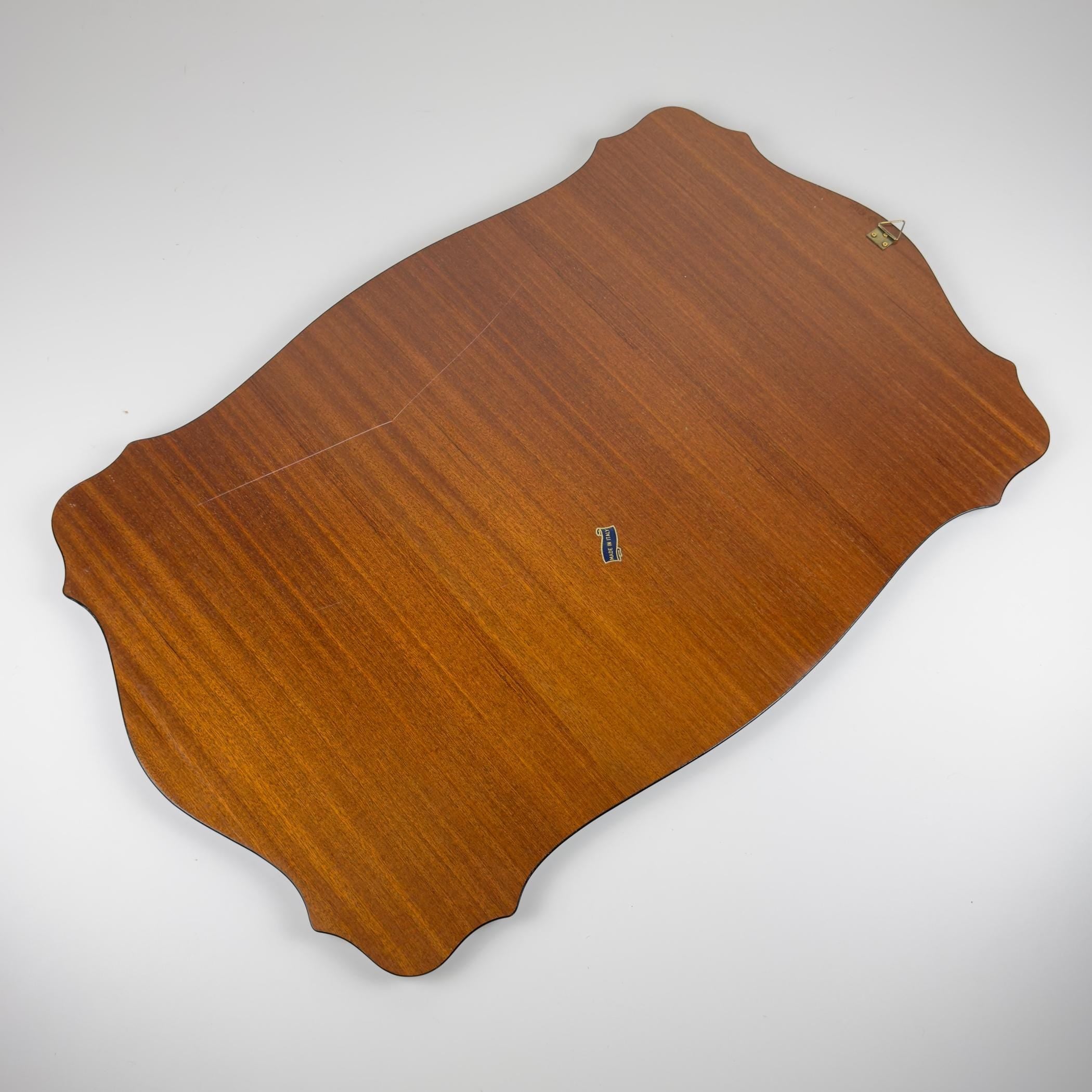 Vintage large wooden mirror, Italy 1970s
