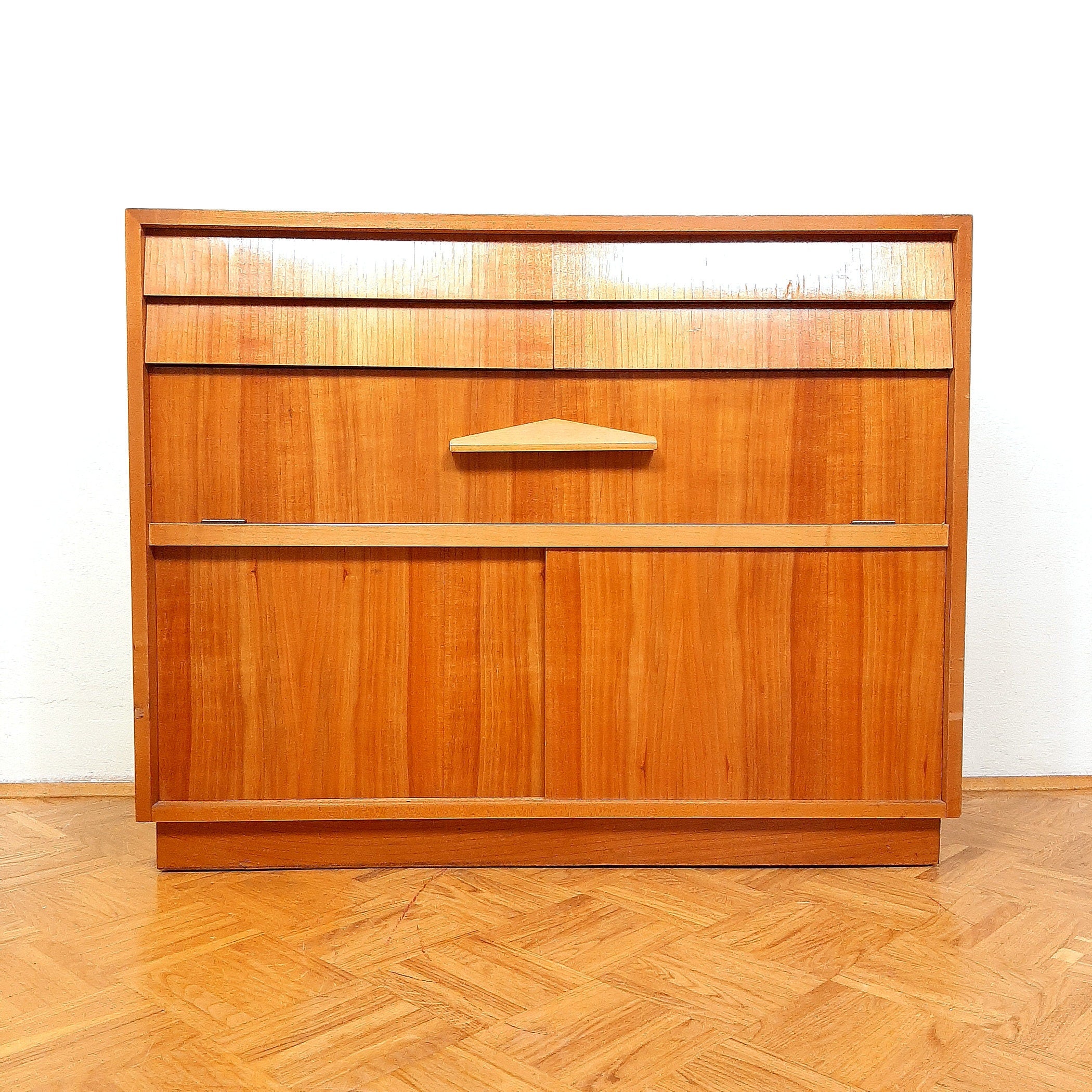 Mid-century retro wood chest of drawers 60s Modern  Scandinavian Style Vintage