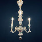 Vintage Capodimonte porcelain chandelier Italy 1940s  3 arm Baroque, Shabby chic design