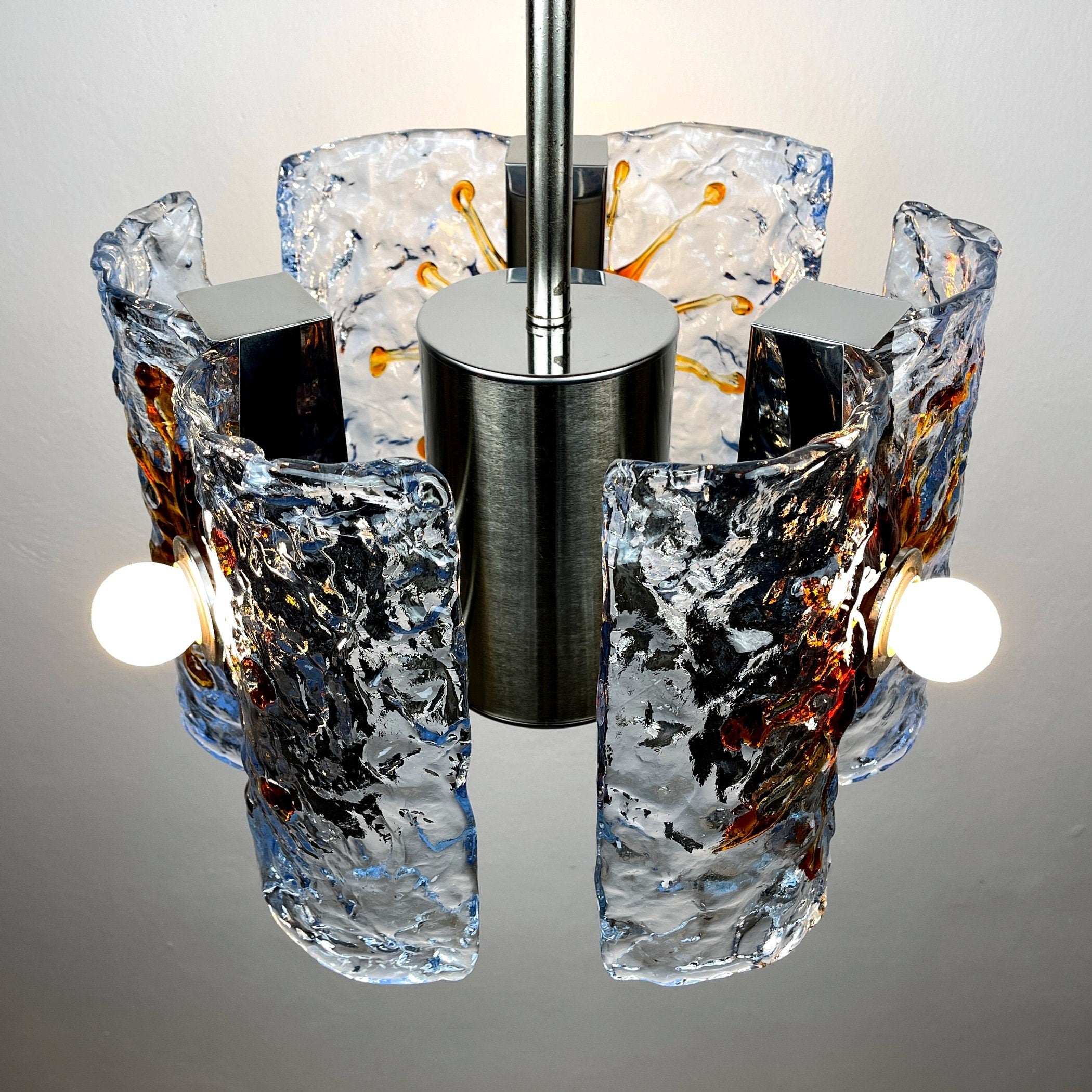 Mid-Century AV Mazzega Murano Glass Chandelier: Italian Space Age Lighting
