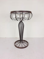 Vintage Glass Metal Vase 1970s Yugoslavia Handmade Patina Fruit Vase