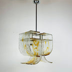 Vintage Murano glass chandelier by Mazzega, Italy 1970s, Space age, Mid-century modern