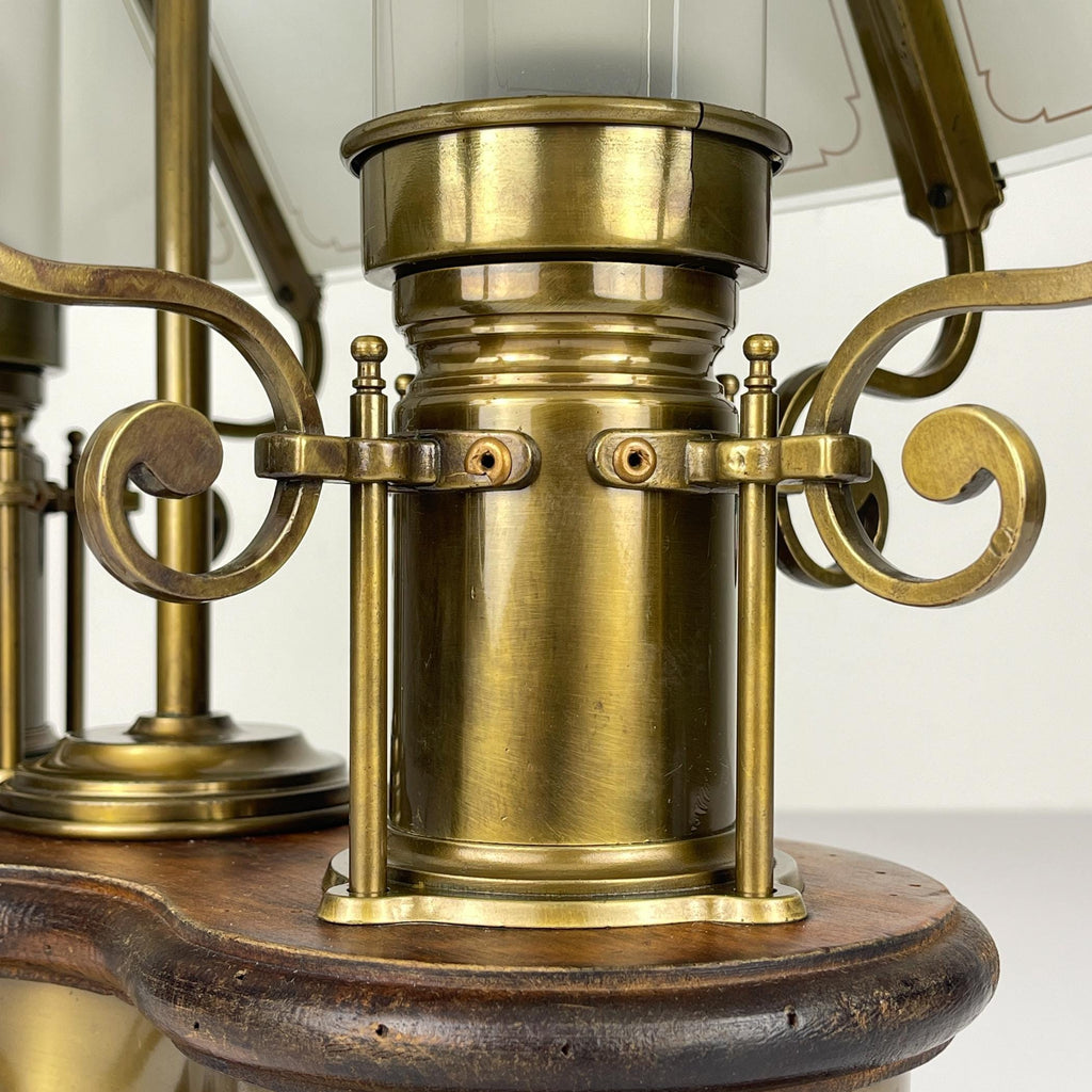 Vintage wooden and brass table lamp by Qvist & Co, Sweden 1970s