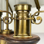 Vintage wooden and brass table lamp by Qvist & Co, Sweden 1970s