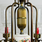 Vintage porcelain and brass chandelier Italy 1930s