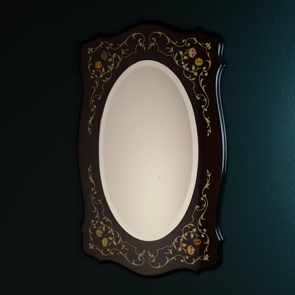 Vintage large wooden mirror, Italy 1970s