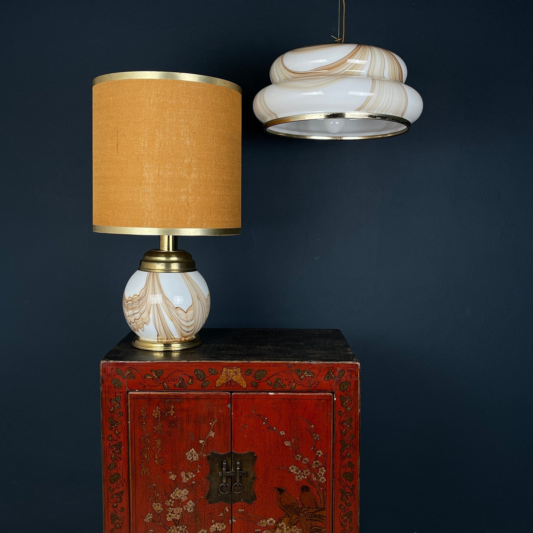 Murano table lamp Italy 1970s mid-century modern italian home decor