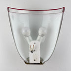 Vintage white and red murano wall lamp by ITRE, Italy 1980s MCM murano sconce
