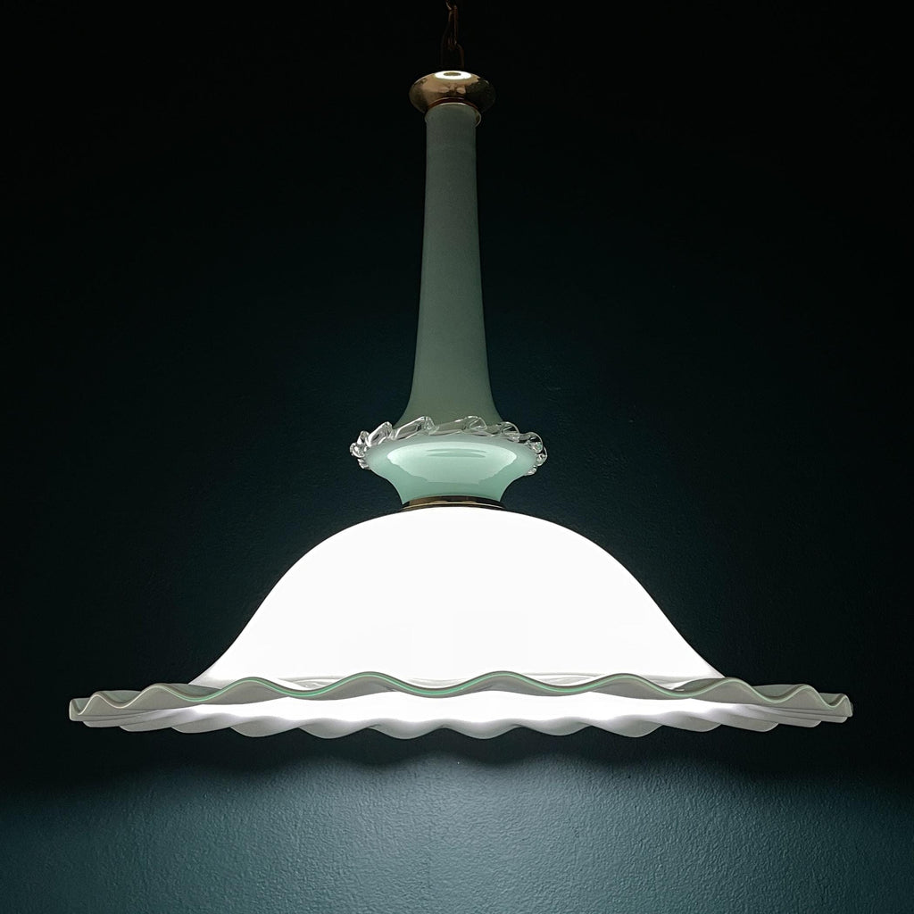 Vintage Murano glass pendant lamp by Venini, Italy 1970s, Mid-century Italian modern