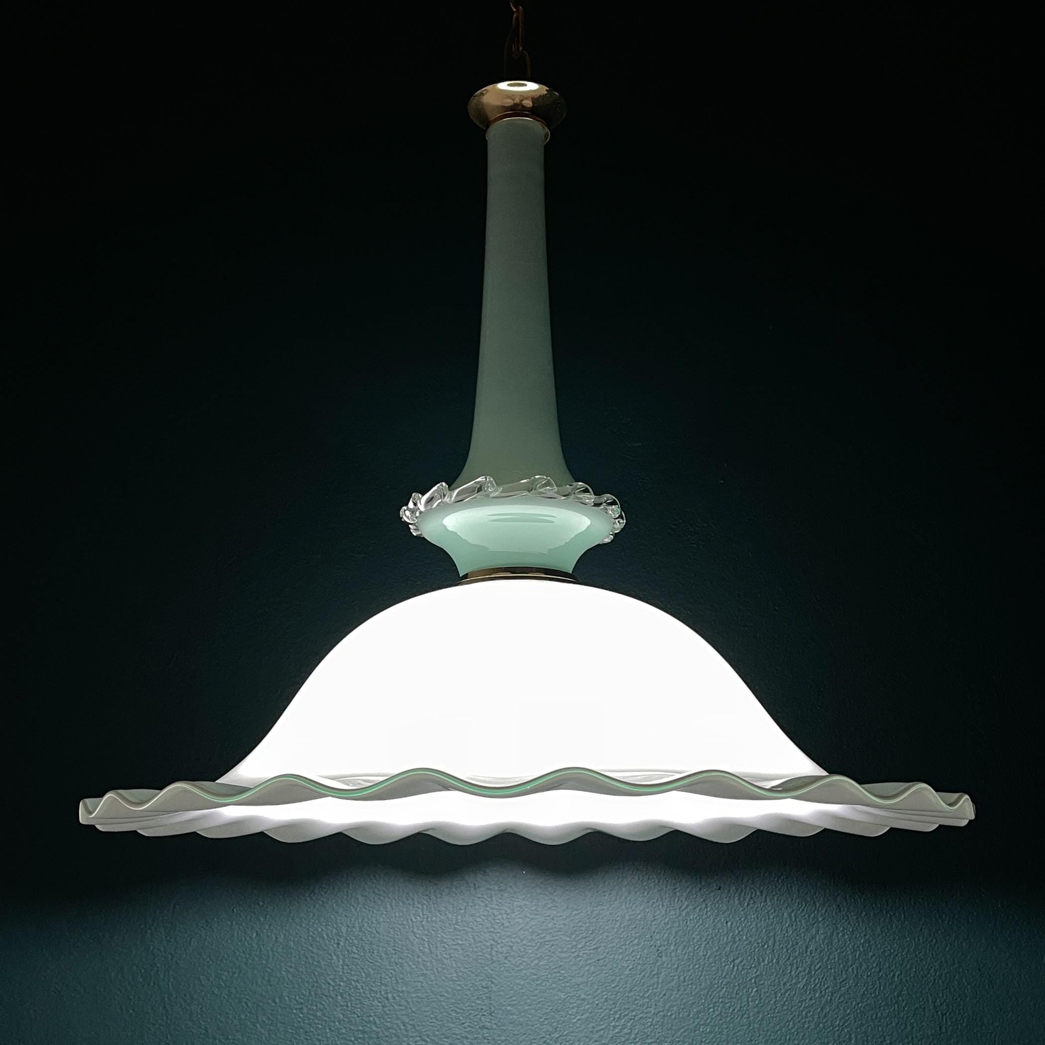 Vintage Murano glass pendant lamp by Venini, Italy 1970s, Mid-century Italian modern