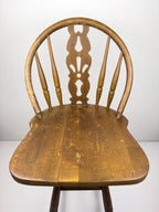 Vintage wooden bar swivel chair, Slovenia 1992