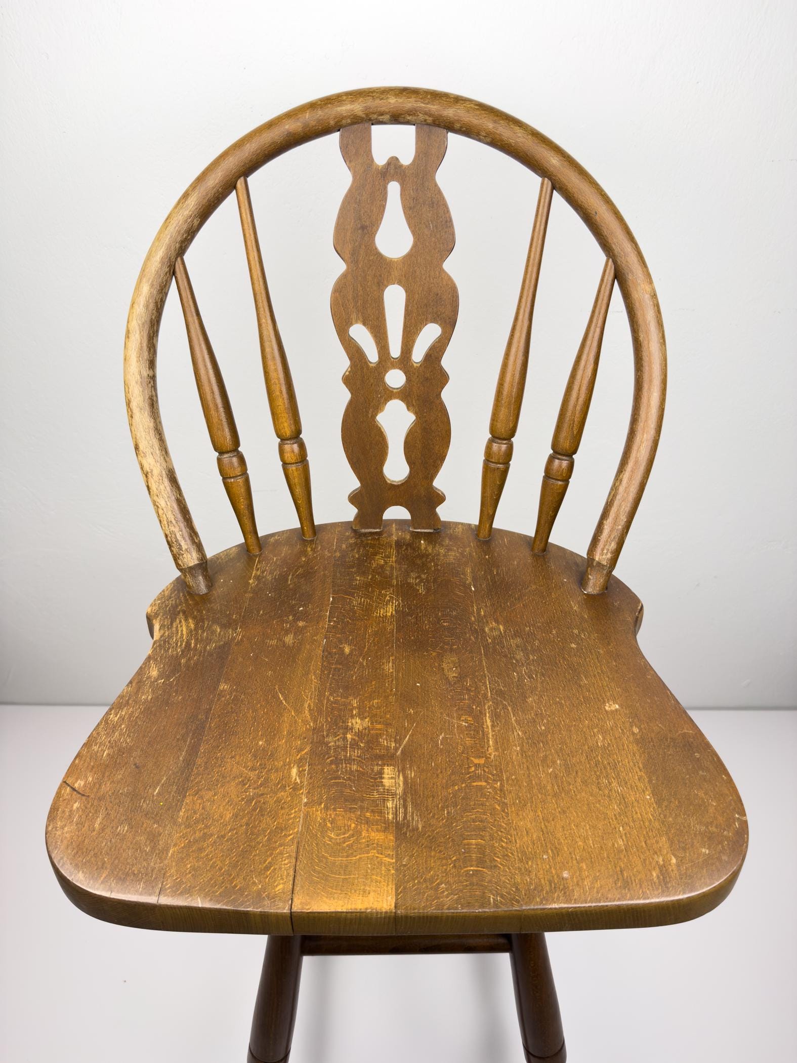 Vintage wooden bar swivel chair, Slovenia 1992