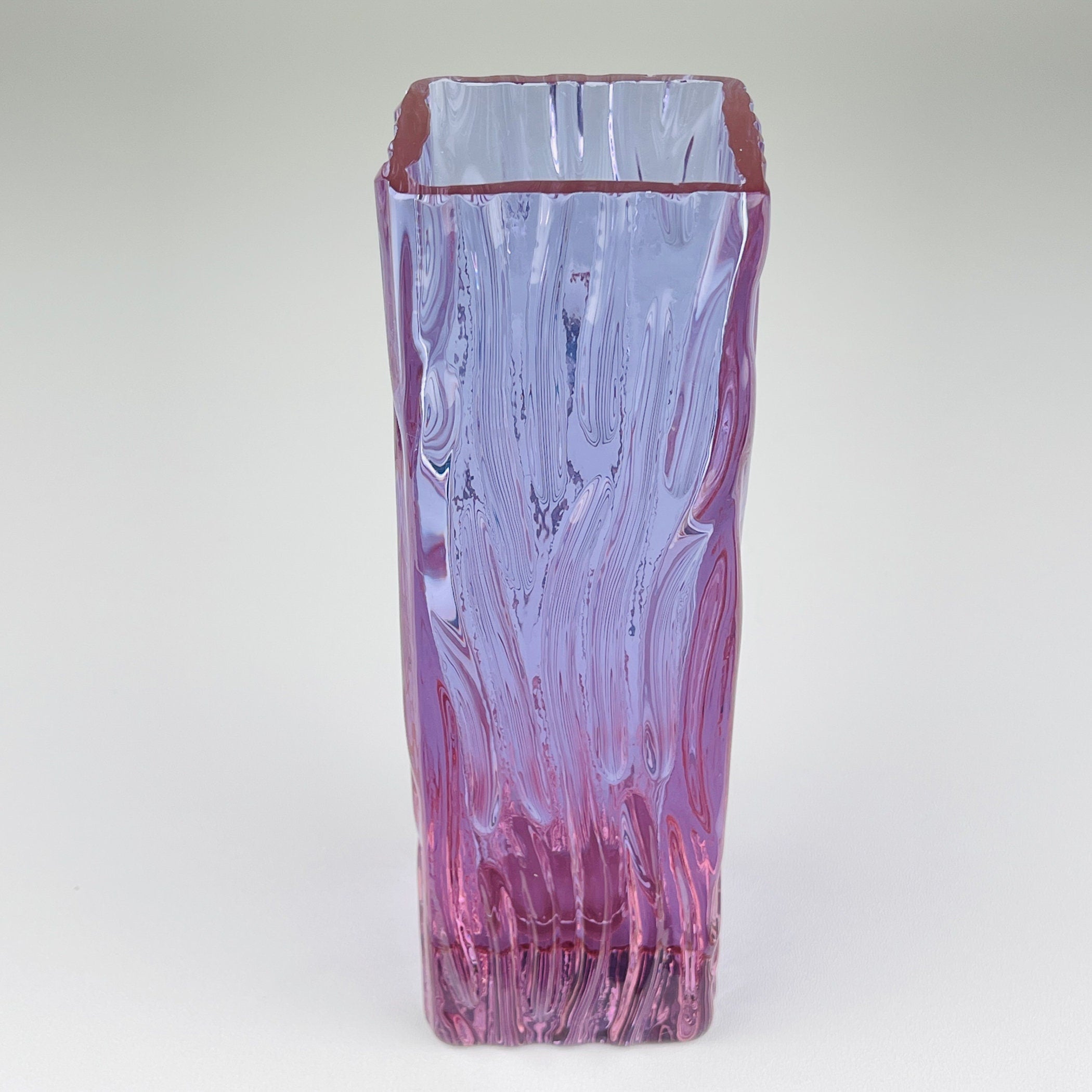 Vintage textured murano glass vase Tronchi, Italy 1970s