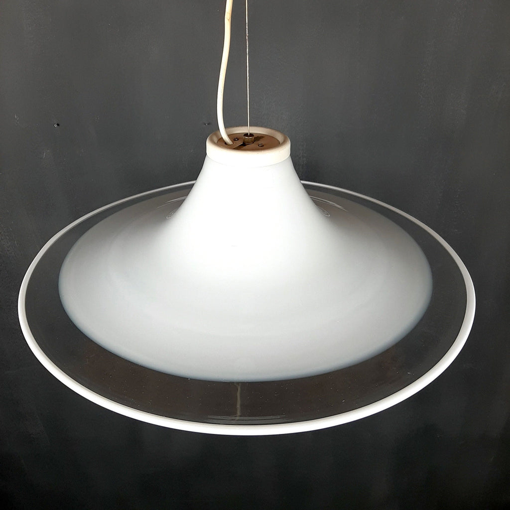 Murano glass white pendant lamp Italy 1970s Mid-century lighting XL ceiling lamp