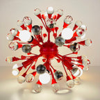 Mid-century red Murano pendant lamp Sputnik, Italy 1970s, Vintage lighting Space age