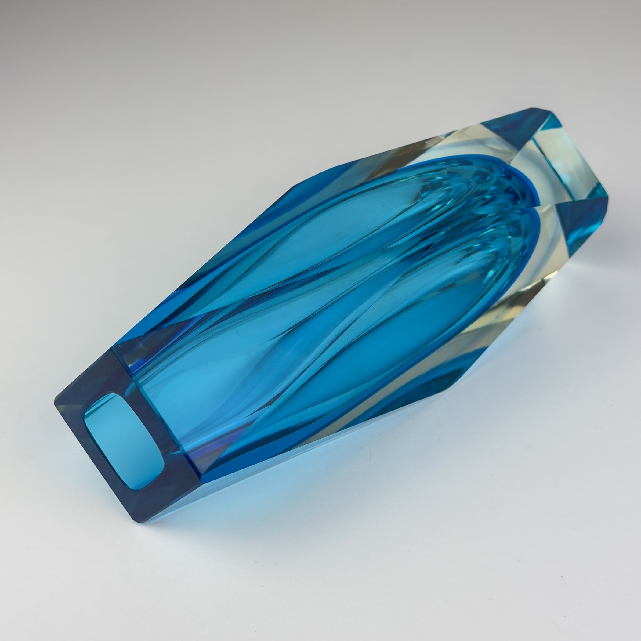 Sommerso blue Murano glass vase, style Flavio Poli, Italy 1970s
