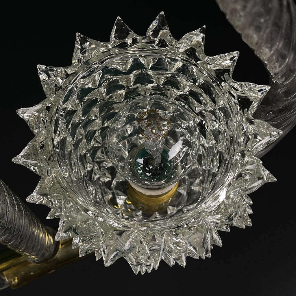 Vintage Murano Lyre Chandelier by Barovier & Toso: Italian Art Deco Lighting