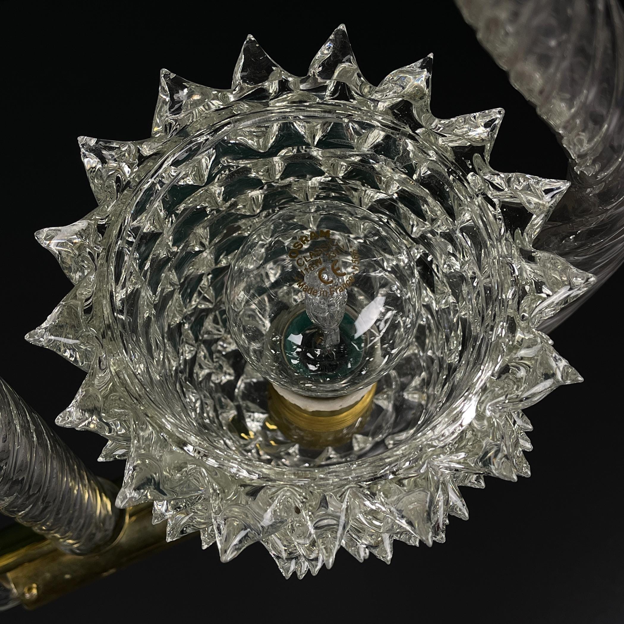 Vintage Murano Lyre Chandelier by Barovier & Toso: Italian Art Deco Lighting