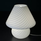 Original vintage swirl murano glass table lamp Mushroom, Italy 1970s, White